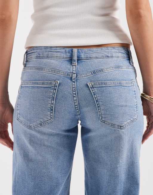 ONLY - Judy - Jeans a vita bassa con fondo ampio blu chiaro, 5 di 5