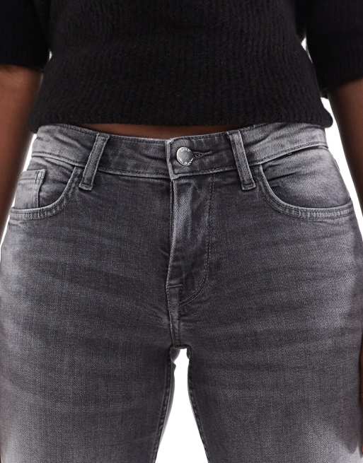 ONLY - Judy - Jeans a vita bassa con fondo ampio color grigio, 4 di 5
