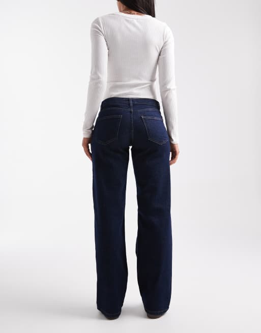 ONLY – Judy – Jeans in dunkelblauer Rinse-Waschung mit weitem Bein und niedrigem Bund, 2 von 5