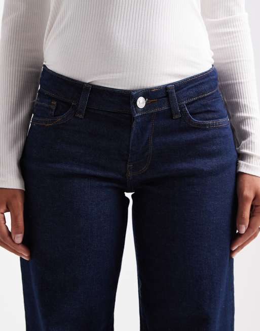 ONLY – Judy – Jeans in dunkelblauer Rinse-Waschung mit weitem Bein und niedrigem Bund, 5 von 5