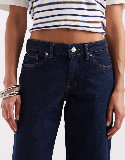ONLY – Judy – Jeans in dunkelblauer Rinse-Waschung mit weitem Bein und niedrigem Bund, 5 von 5