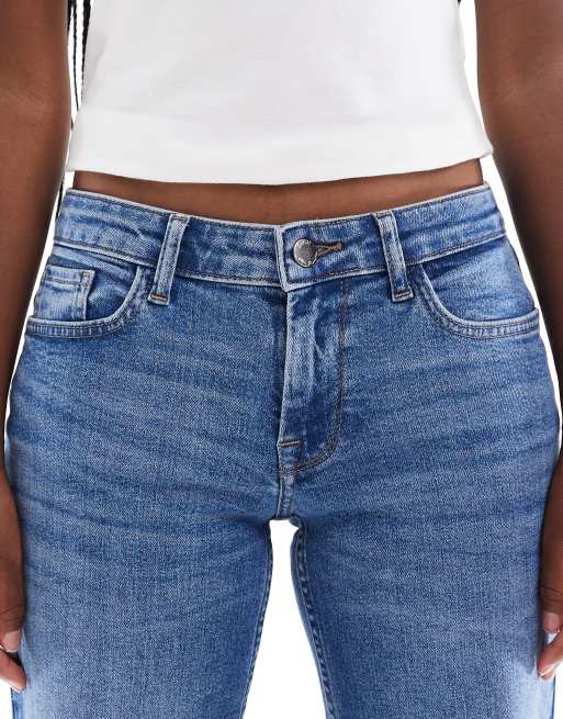 ONLY - Judy - Jeans met wijde pijpen en lage taille in middenblauwe wassing    , 4 van 5