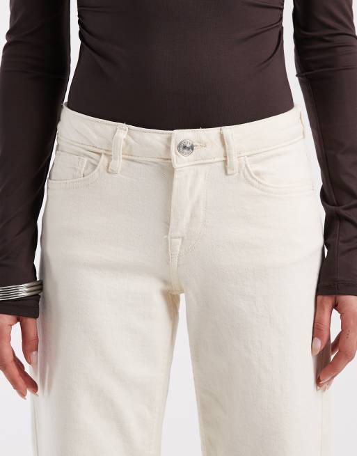 ONLY – Judy – Jeansy z szerokimi nogawkami i obniżonym stanem w kolorze ecru, 5 z 5