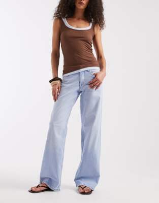 Only Judy Low Rise Wide Leg Jeans In Multi