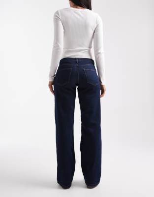 Only Judy Low Rise Wide Leg Jeans In Blue