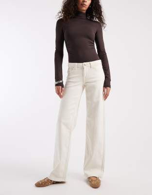 Only Judy Low Rise Wide Leg Jeans In White