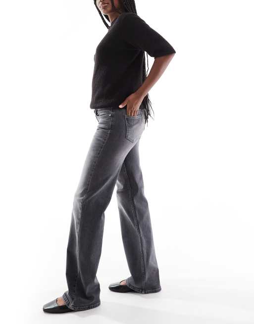 ONLY Judy low rise wide leg jeans in gray