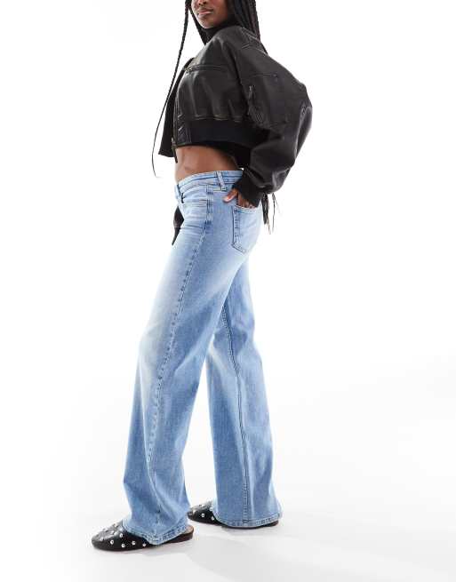 ONLY Judy low rise wide leg jeans in light blue wash