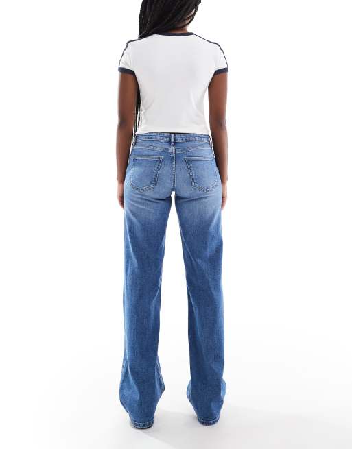 ONLY Judy low rise wide leg jeans in mid blue wash | ASOS