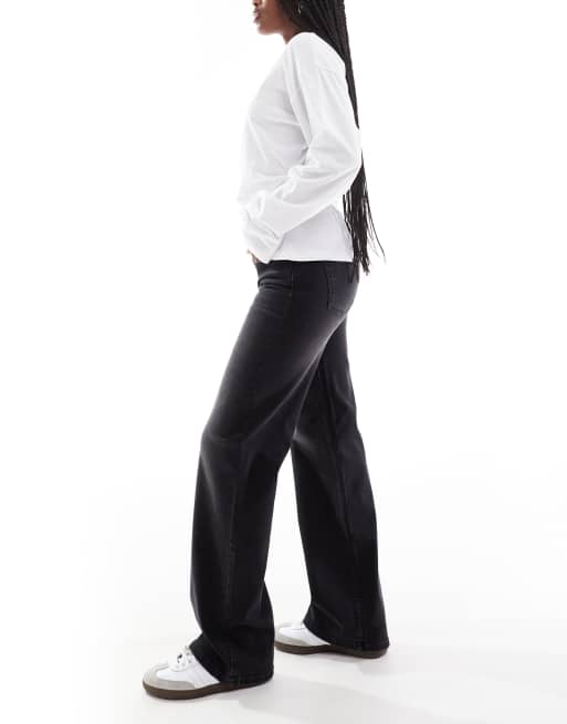 【SCENERITY】Black Low Wide Jeans Claire 01Low Bootcut Jeans Black MADLADY