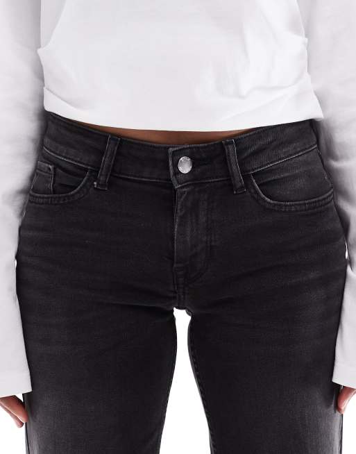 ONLY Judy low rise wide leg jeans in washed black, 4 of 5
