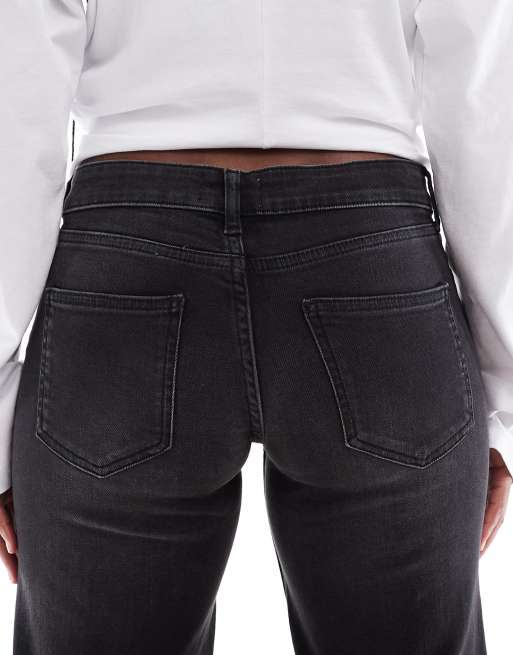 ONLY Judy low rise wide leg jeans in washed black, 5 of 5
