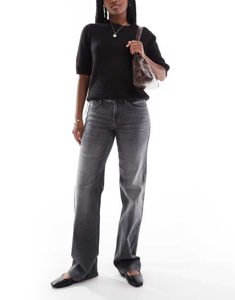 ONLY Judy low rise wide leg jeans in grey