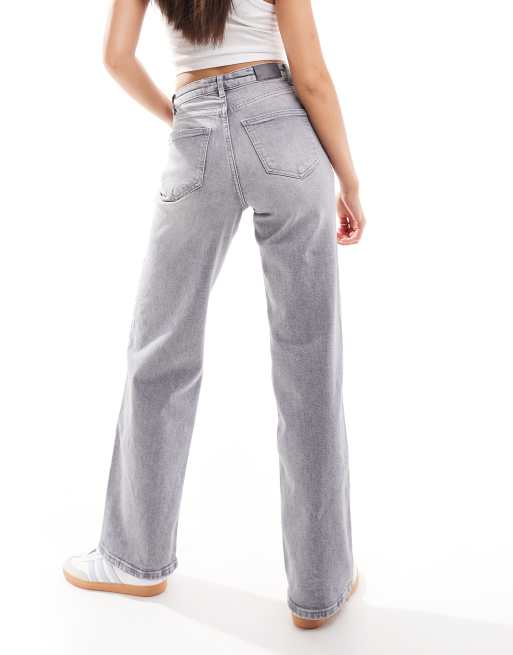 ONLY – Juicy – Gråtvättade jeans med hög midja och vida ben , 4 av 5