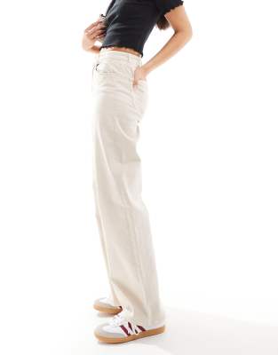 Only Juicy High Rise Wide Leg Jeans In Ecru-white