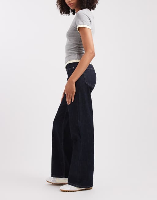 ONLY Juicy high waist wide leg jeans in dark blue, 3 of 5