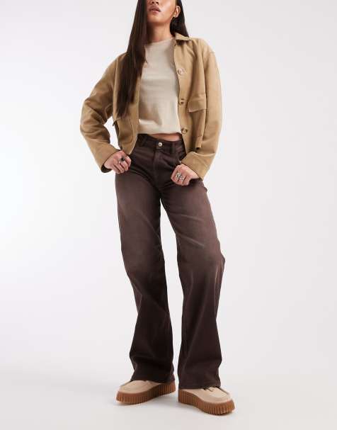 ONLY Juicy high waist wide leg jeans in dark brown denim - view 1