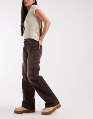 Only Juicy High Waist Wide Leg Jeans In Brown