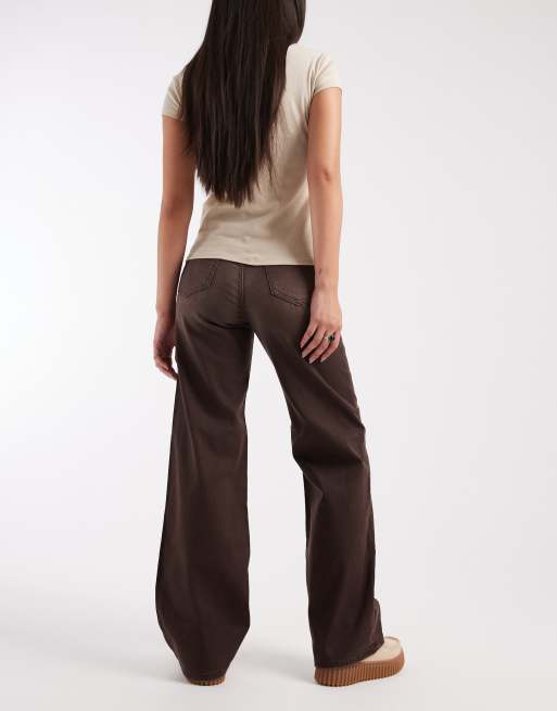 ONLY Juicy high waist wide leg jeans in dark brown denim, 3 of 5