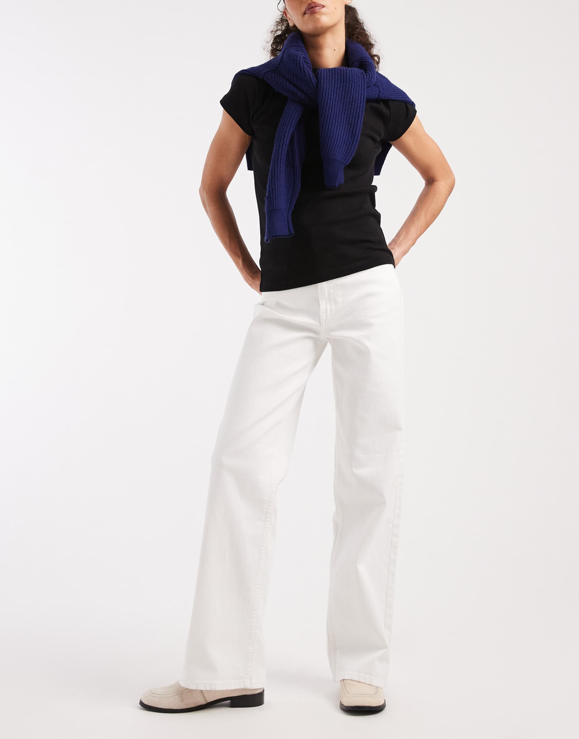 only juicy high waist wide leg jeans in white