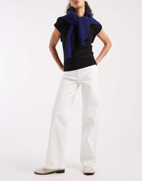 ONLY Juicy high waist wide leg jeans in white