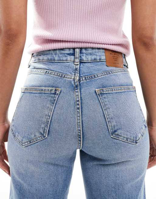 ONLY Juicy high waisted wide leg jeans in mid blue ASOS