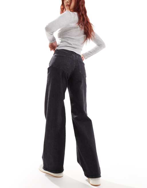 High waist denim hot sale wide leg pants