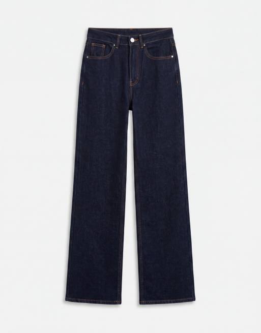 ONLY Juicy high waisted wide leg jeans with contrast stitch in indigo wash, 6 of 7