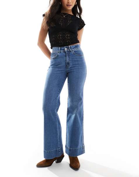 ONLY - Juicy - Jean large délavé clair à taille haute cloutée - view 1