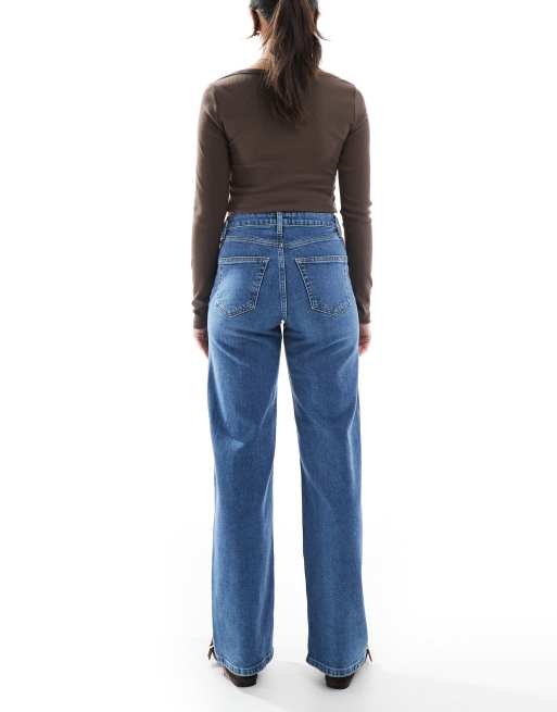 ONLY - Juicy - Jeans a vita alta e fondo ampio blu lavaggio medio con tasche, 2 di 5