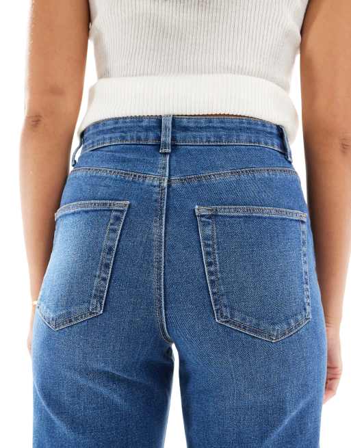 ONLY – Juicy – Jeans aus dunkelblauem Denim mit hohem Bund, weitem Bein und Biesendetail, 4 von 5
