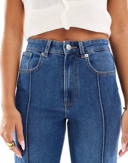 ONLY – Juicy – Jeans aus dunkelblauem Denim mit hohem Bund, weitem Bein und Biesendetail, 5 von 5