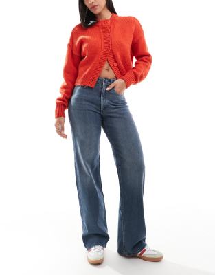 Only - Juicy - Jeans in Blaugrau mit hohem Bund und weitem Bein