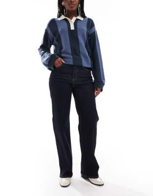 ONLY - Juicy - Jeans in Dunkelblau mit hohem Bund und weitem Bein