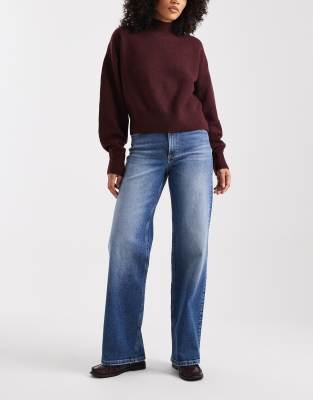 ONLY - Juicy - Jeans in Dunkelblau mit hohem Bund und weitem Bein