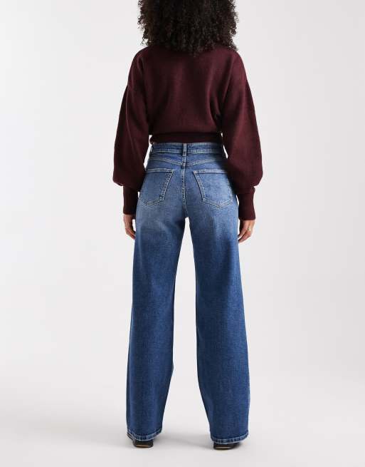ONLY – Juicy – Mörkblå jeans med hög midja och vida ben, 2 av 5