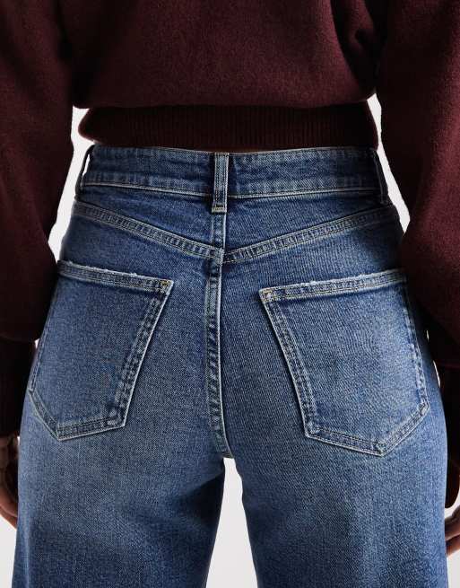 ONLY – Juicy – Mörkblå jeans med hög midja och vida ben, 4 av 5