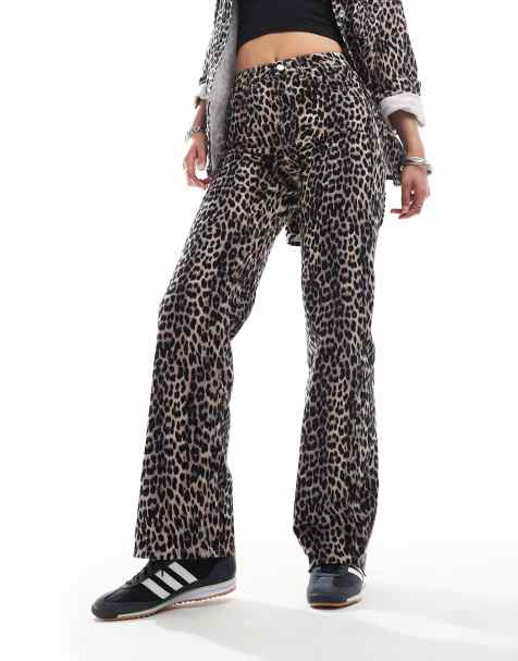 ONLY Juicy wide leg jeans co-ord in leopard print  - view 1