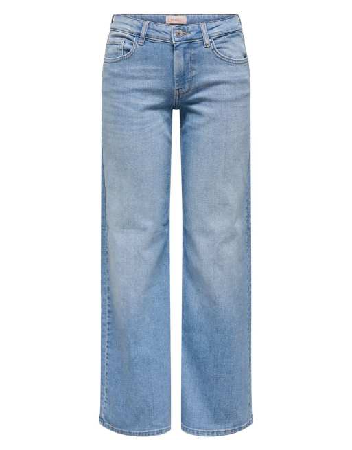 ONLY Julia lavtaljede jeans med brede ben i lyseblå denim, 7 af 7