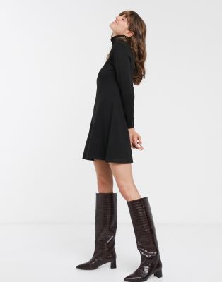 long sleeve dress thigh high boots