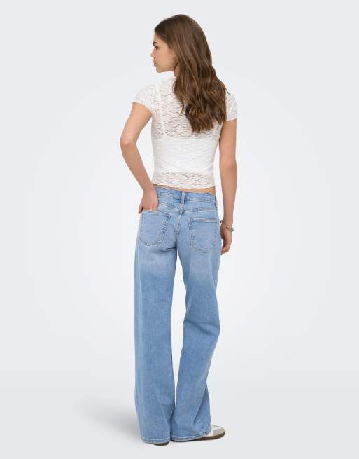 ONLY – Julles – Gerade geschnittene Jeans in hellem, verwaschenem Mittelblau mit niedrigem Bund, 2 von 7