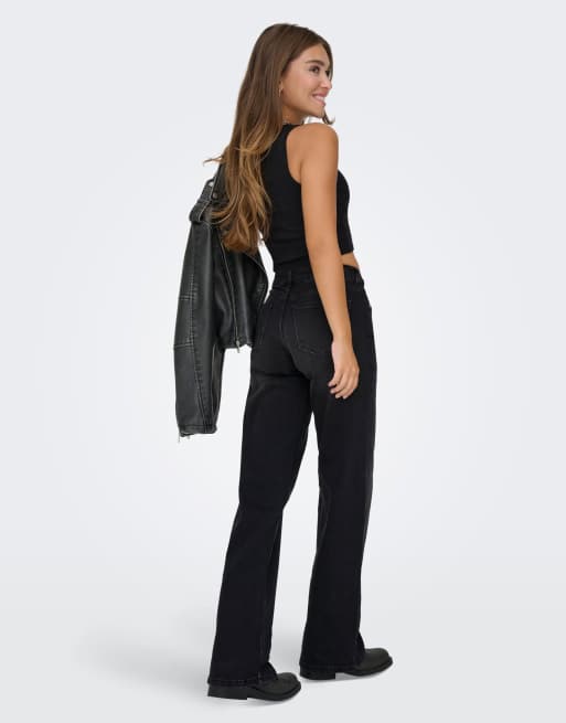 ONLY - Julles - Jeans met rechte pijpen en lage taille in zwart met wassing, 3 van 4