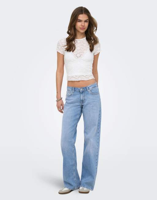 ONLY - Julles - Lyseblå forvaskede og lavtaljede jeans i denim med lige ben, 3 af 7