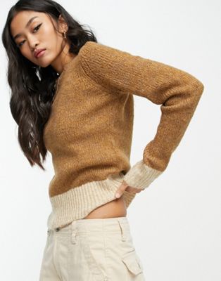 Only jumper in brown with cream stripe