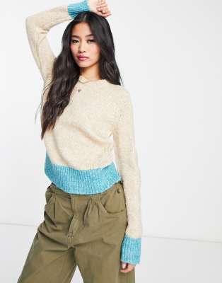 Only jumper in cream with blue stripe