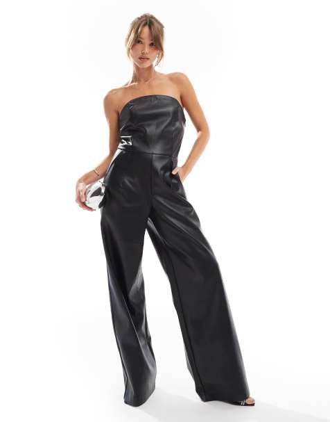 ONLY - Jumpsuit van imitatieleer in zwart - view 1