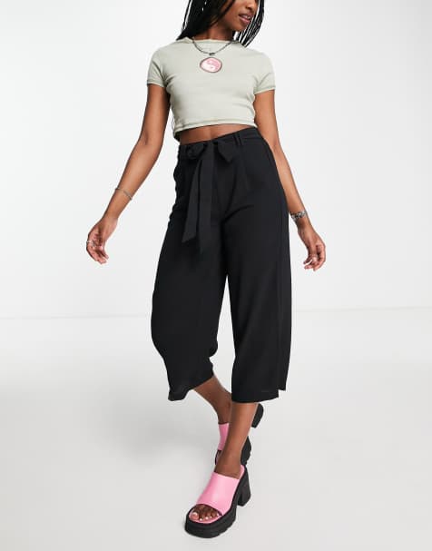 Only - Jupe-culotte avec ceinture à nouer - Noir - view 1
