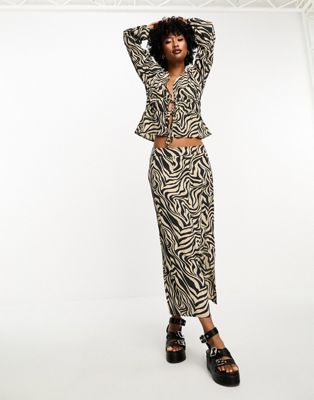 Only side slit midi skirt in zebra print - ASOS Price Checker