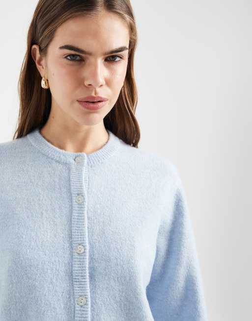 ONLY – Kastige Strickjacke in Hellblau, 3 von 4