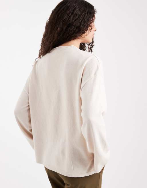 ONLY – Kastiges Strickoberteil in Creme mit Rundhalsausschnitt, 4 von 4
